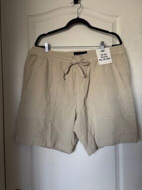 Abercrombie Women’s Linen Blend Pull On Shorts Relaxed Fit XL NWT Beige Summer